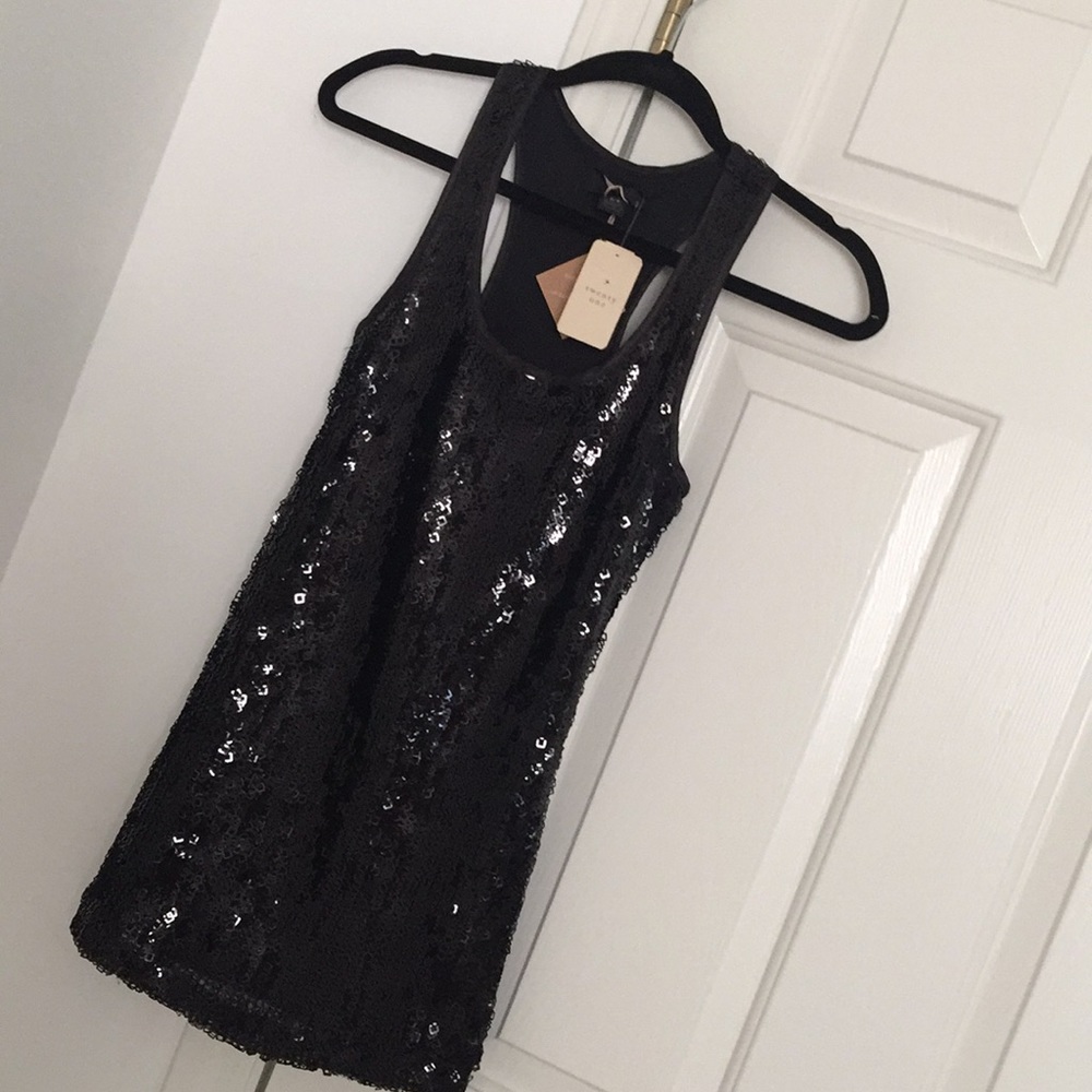 Black sequin racerback top